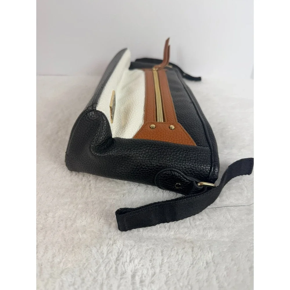 Itzy Ritzy Vegan Leather Diaper Bag Organizer Clutch Travel Pouch Black Tan